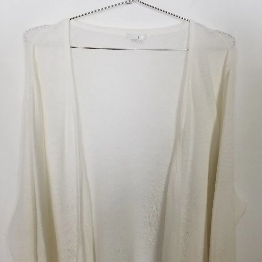 J.Jill Women Plus‎ Linen Blend Cardigan Sweater Sz 3X White Open Front Beach